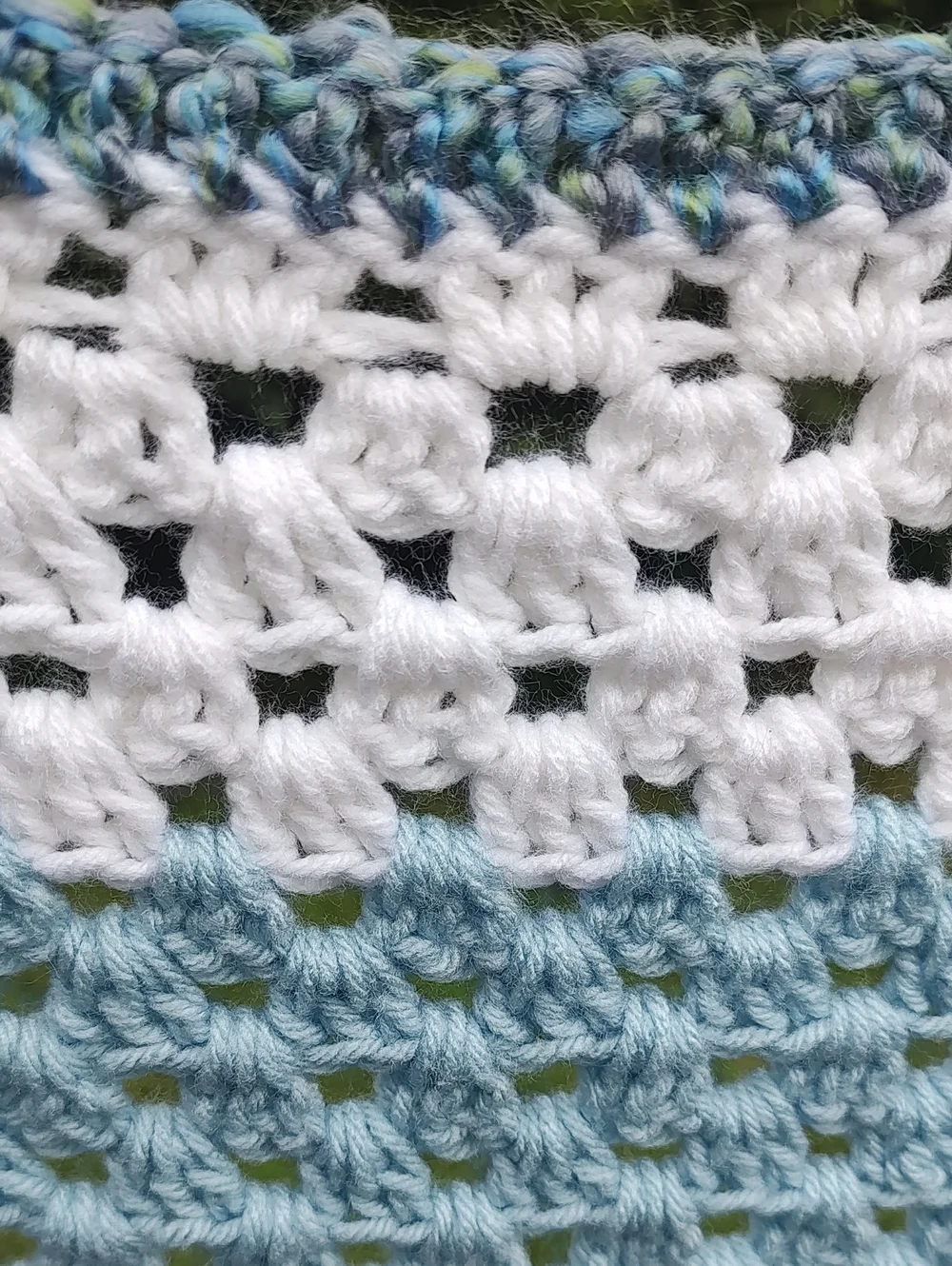 Handmade Cozy Blue & White Striped Crochet Throw Blanket